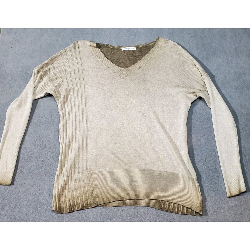 Tempo Paris Top Womens Large Brown Beige Ombre Boho Ribbed Modal Made In Italy